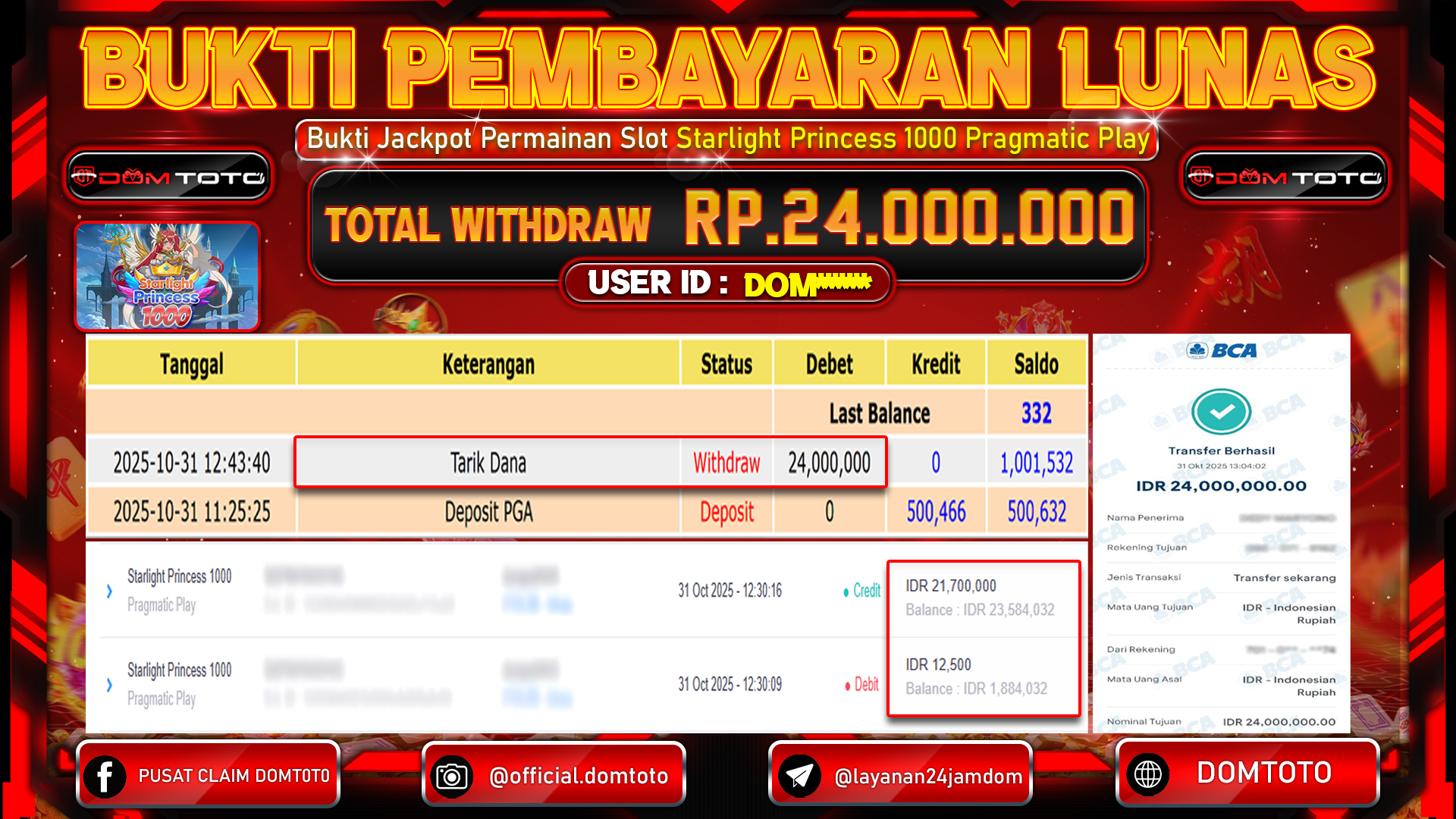 JACKPOT Starlight Princess 1000 Pragmatic Play 31 OKTOBER 2025